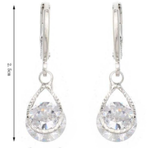 Luxury, Silver Plated Yellow Zircon Crystal Drop Earrings - Picture 3 of 4